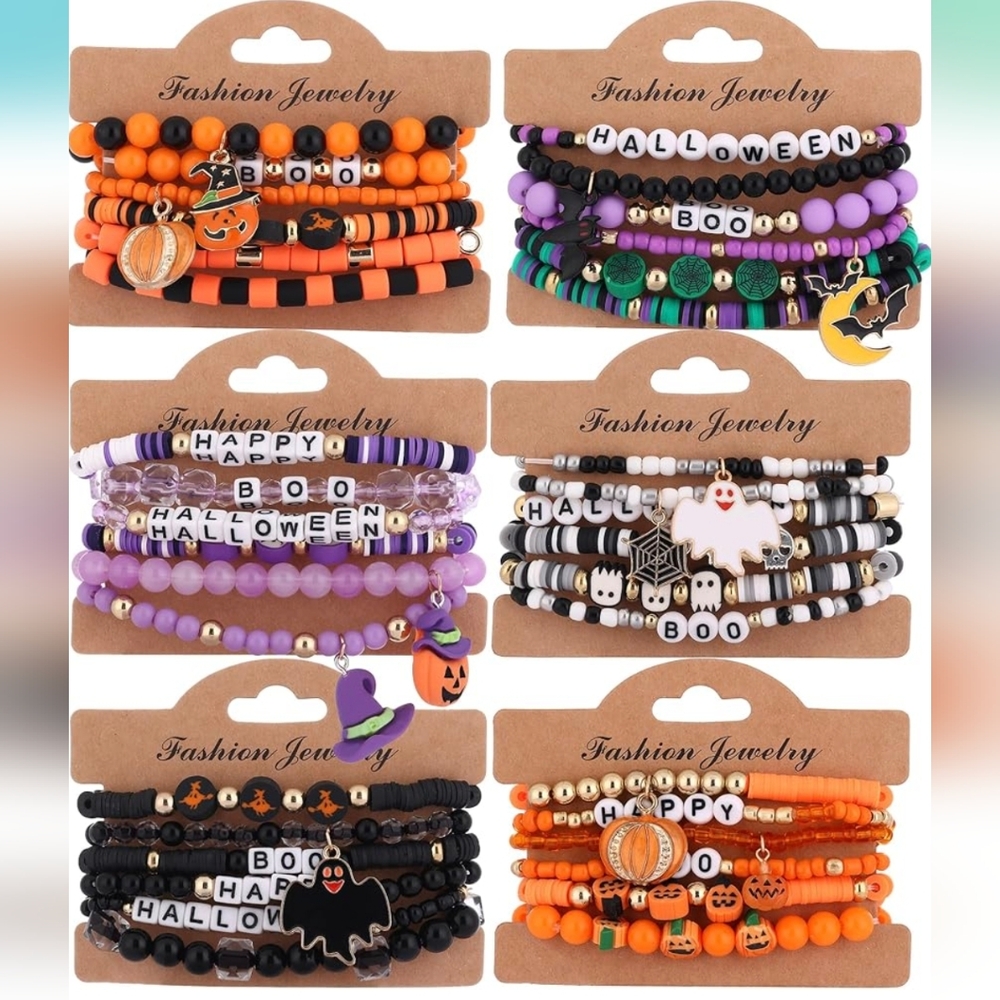 Halloween Beaded Bracelets (6) Winners Choice NWT